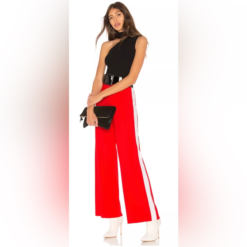 Rare EUC MARLED x OLIVIA CULPO Fashion Track Pants Size L In On Trend Red/